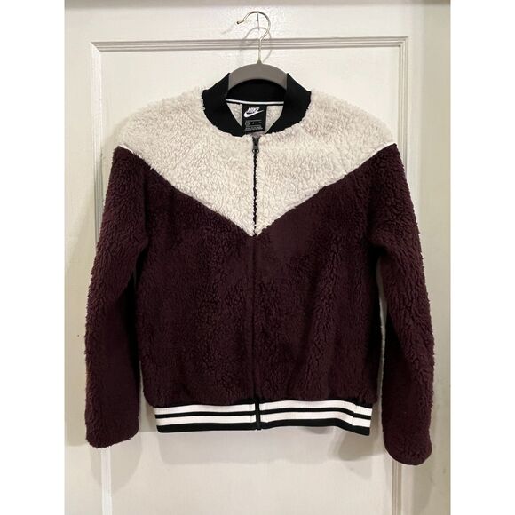 Nike Brown White Full Zip Fleece Jacket Women's Size Small - Picture 2 of 10